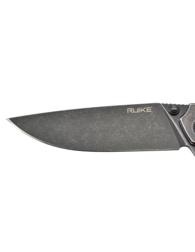 Ruike P801-SB Noir Couteau de poche lame acier 14C28N manche acier 3Cr14N finition délavée