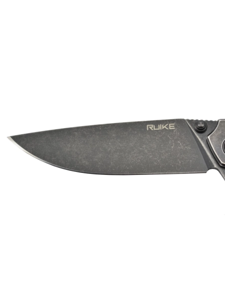Ruike P801-SB Noir Couteau de poche lame acier 14C28N manche acier 3Cr14N finition délavée