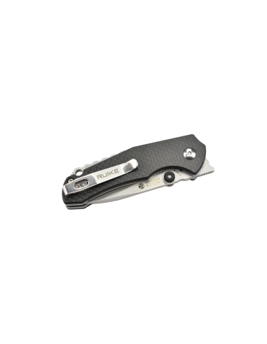 Ruike P671CB Noir Couteau de poche lame acier 14C28N manche G10 et fibre de carbone