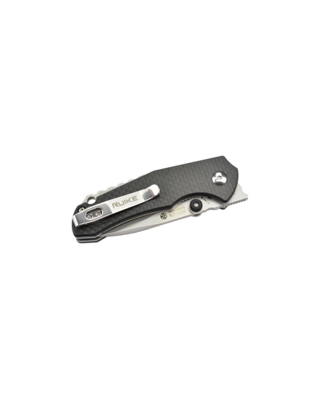 Ruike P671CB Noir Couteau de poche lame acier 14C28N manche G10 et fibre de carbone