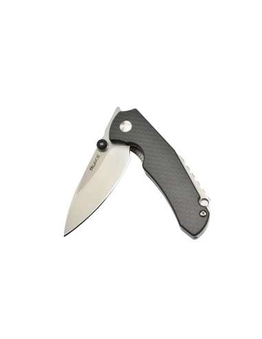 Ruike P671CB Noir Couteau de poche lame acier 14C28N manche G10 et fibre de carbone