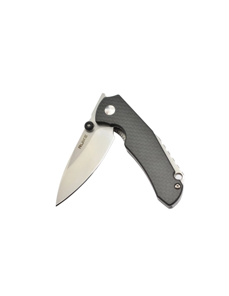 Ruike P671CB Noir Couteau de poche lame acier 14C28N manche G10 et fibre de carbone