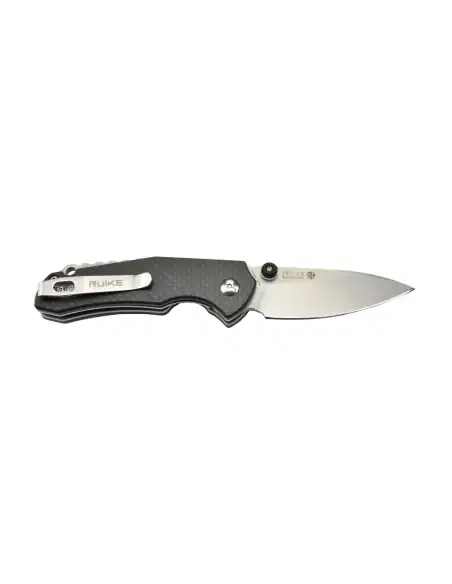 Ruike P671CB Noir Couteau de poche lame acier 14C28N manche G10 et fibre de carbone