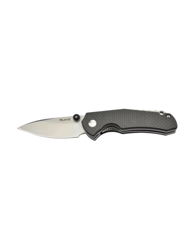 Ruike P671CB Noir Couteau de poche lame acier 14C28N manche G10 et fibre de carbone