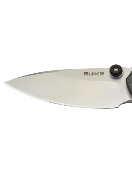 Ruike P671CB Noir Couteau de poche lame acier 14C28N manche G10 et fibre de carbone