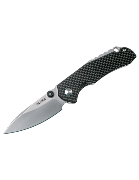 Ruike P671CB Noir Couteau de poche lame acier 14C28N manche G10 et fibre de carbone