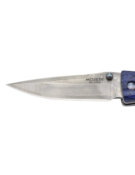 Mcusta MC-186D Manche Pakka wood bleu et lame Damas