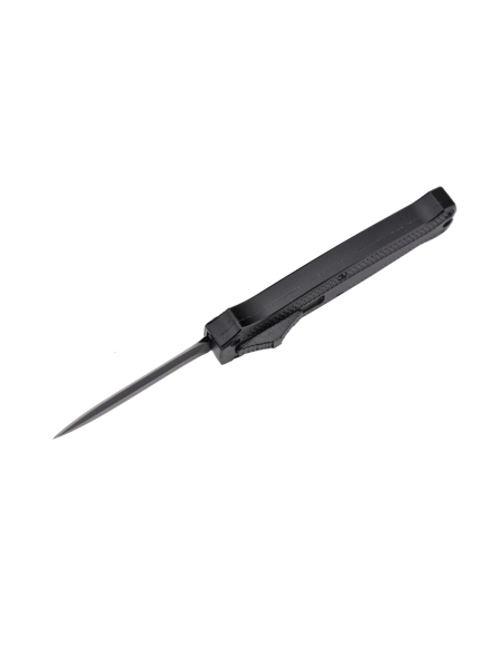 MKO31DE Petit couteau OTF automatique aluminium anodisé noir lame double tranchant