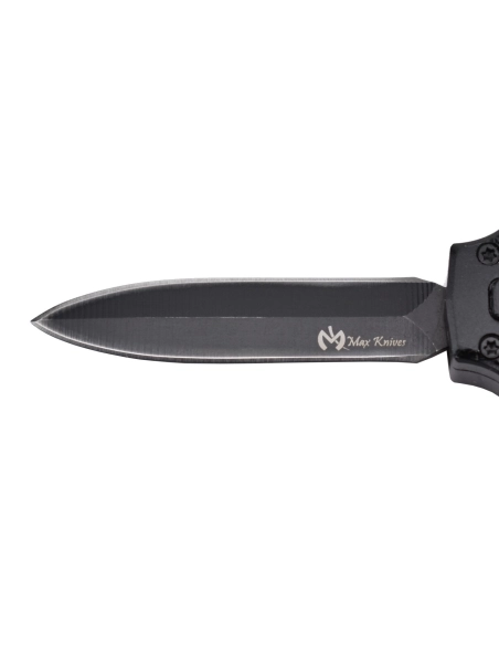 MKO31DE Petit couteau OTF automatique aluminium anodisé noir lame double tranchant