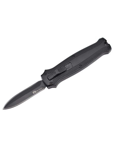 MKO31DE Petit couteau OTF automatique aluminium anodisé noir lame double tranchant
